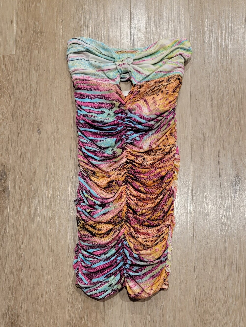 Colorful cutout strapless dress